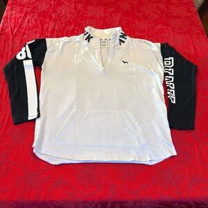 PINK victoria’s Secret large sweatshirt quarter zip with collar black and white